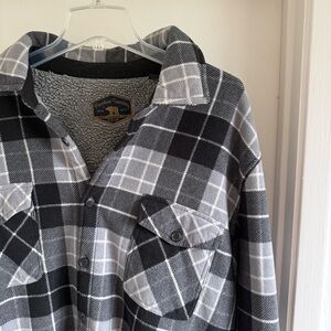 Black and Gray Plaid Button-Up Shirt
